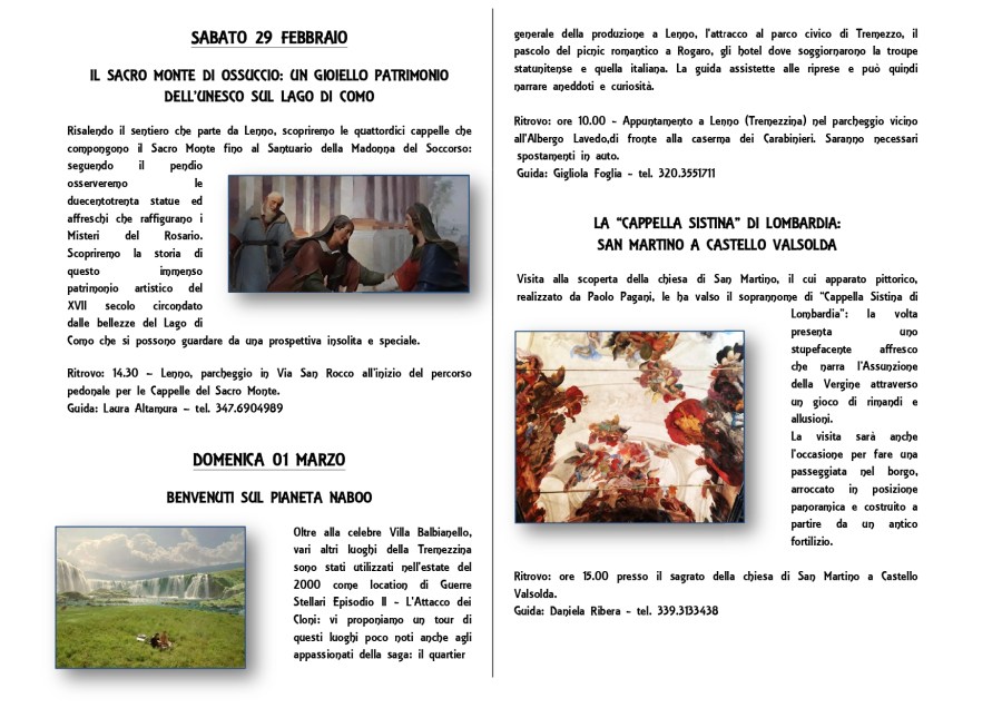 LENNO e CASTELLO VALSOLDA (CO)- 29 febbraio e 1 marzo (itinerari)